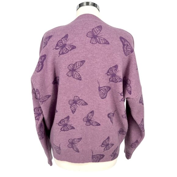 Le Lis Collection Butterfly Print Purple Oversized Sweater Size Medium - Picture 8 of 12
